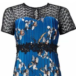 Foxiedox Carmella Pleated Lace Mini Dress Blue Women's NWT